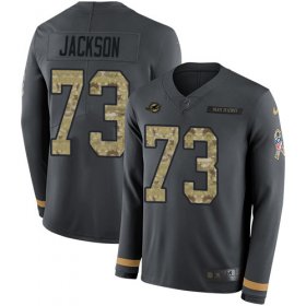 Wholesale Cheap Nike Dolphins #73 Austin Jackson Anthracite Salute to Service Men\'s Stitched NFL Limited Therma Long Sleeve Jersey
