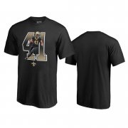 Wholesale Cheap New Orleans Saints #41 Alvin Kamara Black Men's Player Graphic Powerhouse T-Shirt