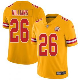 Wholesale Cheap Nike Chiefs #26 Damien Williams Gold Youth Stitched NFL Limited Inverted Legend Jersey