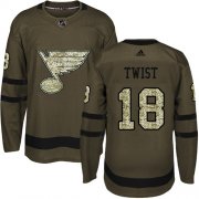 Wholesale Cheap Adidas Blues #18 Tony Twist Green Salute to Service Stitched NHL Jersey