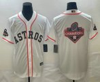 Cheap Men's Houston Astros Big Logo 2023 White Gold World Serise Champions Patch Cool Base Stitched Jersey