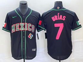 Wholesale Cheap Men\'s Mexico Baseball #7 Julio Urias 2023 Black Pink World Classic Stitched Jersey1