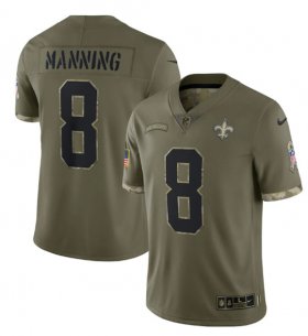 Wholesale Cheap Men\'s New Orleans Saints #8 Archie Manning 2022 Olive Salute To Service Limited Stitched Jersey