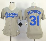 Wholesale Cheap Dodgers #31 Joc Pederson Grey Alternate Road Women's Stitched MLB Jersey