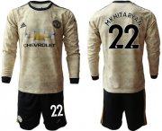 Wholesale Cheap Manchester United #22 Mkhitaryan Away Long Sleeves Soccer Club Jersey