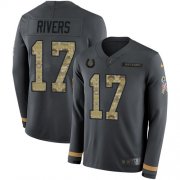 Wholesale Cheap Nike Colts #17 Philip Rivers Anthracite Salute to Service Youth Stitched NFL Limited Therma Long Sleeve Jersey