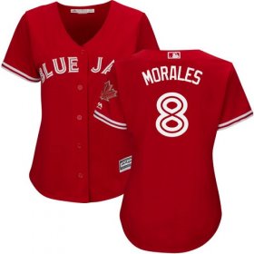 Wholesale Cheap Blue Jays #8 Kendrys Morales Red Canada Day Women\'s Stitched MLB Jersey