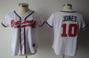 Wholesale Cheap Braves #10 Chipper Jones White Women's Fashion Stitched MLB Jersey