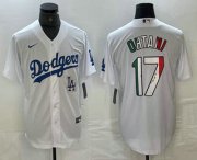 Cheap Men's Los Angeles Dodgers #17 Shohei Ohtani Mexico White Cool Base Stitched Jerseys