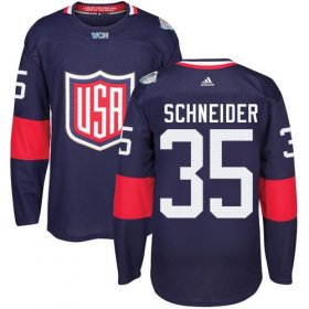 Wholesale Cheap Team USA #35 Cory Schneider Navy Blue 2016 World Cup Stitched Youth NHL Jersey