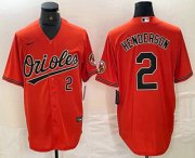 Cheap Men's Baltimore Orioles #2 Gunnar Henderson Number Orange Cool Base Stitched Jersey
