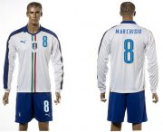 Wholesale Cheap Italy #8 Marchisio White Away Long Sleeves Soccer Country Jersey