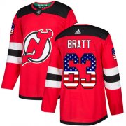 Wholesale Cheap Adidas Devils #63 Jesper Bratt Red Home Authentic USA Flag Stitched NHL Jersey