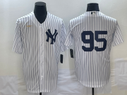 Cheap Men's New York Yankees #95 Oswaldo Cabrera White No Name Throwback Stitched MLB Cool Base Nike Jersey
