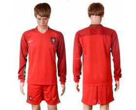 Wholesale Cheap Portugal Blank Home Long Sleeves Soccer Country Jersey