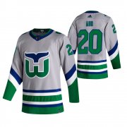 Wholesale Cheap Carolina Hurricanes #20 Sebastian Aho Grey Men's Adidas 2020-21 Reverse Retro Alternate NHL Jersey