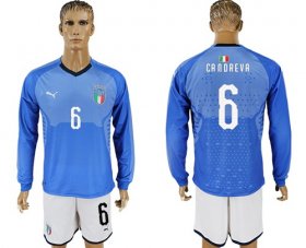 Wholesale Cheap Italy #6 Candreva Blue Home Long Sleeves Soccer Country Jersey