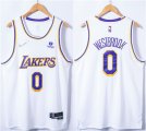 Wholesale Cheap Men's Los Angeles Lakers #0 Russell Westbrook 75th Anniversary Bibigo White Stitched Basketball Jersey