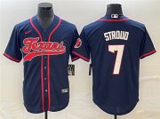 Wholesale Cheap Men's Houston Texans #7 C.J. Stroud Navy With Patch Cool Base Stitched Baseball Jersey