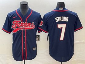 Wholesale Cheap Men\'s Houston Texans #7 C.J. Stroud Navy With Patch Cool Base Stitched Baseball Jersey