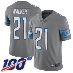 Wholesale Cheap Nike Lions #21 Tracy Walker Gray Men\'s Stitched NFL Limited Rush 100th Season Jersey