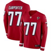 Wholesale Cheap Nike Falcons #77 James Carpenter Red Team Color Men's Stitched NFL Limited Therma Long Sleeve Jersey
