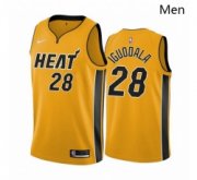 Wholesale Cheap Men Miami Heat 28 Andre Iguodala Yellow NBA Swingman 2020 21 Earned Edition Jersey