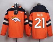 Wholesale Cheap Nike Broncos #21 Aqib Talib Orange Player Pullover NFL Hoodie