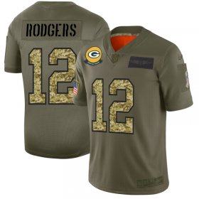 Wholesale Cheap Green Bay Packers #12 Aaron Rodgers Men\'s Nike 2019 Olive Camo Salute To Service Limited NFL Jersey
