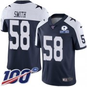 Wholesale Cheap Nike Cowboys #58 Aldon Smith Navy Blue Thanksgiving Men's Stitched With Established In 1960 Patch NFL 100th Season Vapor Untouchable Limited Throwback Jersey
