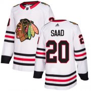 Wholesale Cheap Adidas Blackhawks #20 Brandon Saad White Road Authentic Stitched NHL Jersey