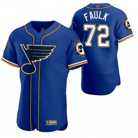Wholesale Cheap St. Louis Blues #72 Justin Faulk Men\'s 2020 NHL x MLB Crossover Edition Baseball Jersey Blue