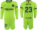 Wholesale Cheap Barcelona #23 Umtiti Away Long Sleeves Soccer Club Jersey