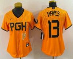 Wholesale Cheap Women's Pittsburgh Pirates #13 KeBryan Hayes Yellow 2023 City Connect Stitched Jersey1