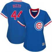 Wholesale Cheap Cubs #44 Anthony Rizzo Blue Cooperstown Women's Stitched MLB Jersey
