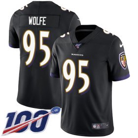 Wholesale Cheap Nike Ravens #95 Derek Wolfe Black Alternate Men\'s Stitched NFL 100th Season Vapor Untouchable Limited Jersey