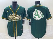 Wholesale Cheap Men's Oakland Athletics Green Team Big Logo Cool Base Stitched Baseball Jersey 003