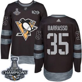 Wholesale Cheap Adidas Penguins #35 Tom Barrasso Black 1917-2017 100th Anniversary Stanley Cup Finals Champions Stitched NHL Jersey