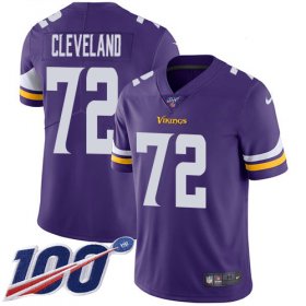 Wholesale Cheap Nike Vikings #72 Ezra Cleveland Purple Team Color Men\'s Stitched NFL 100th Season Vapor Untouchable Limited Jersey