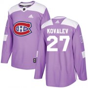 Wholesale Cheap Adidas Canadiens #27 Alexei Kovalev Purple Authentic Fights Cancer Stitched NHL Jersey