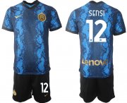 Wholesale Cheap Men 2021-2022 Club Inter Milan home blue 12 Nike Soccer Jersey