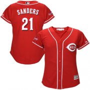 Wholesale Cheap Reds #21 Reggie Sanders Red Alternate Women's Stitched MLB Jersey