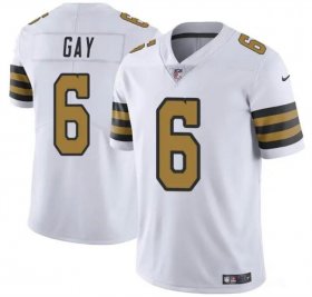 Cheap Men\'s New Orleans Saints #6 Willie Gay White Color Rush Limited Football Stitched Jersey
