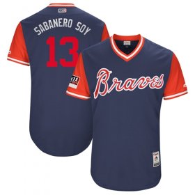 Wholesale Cheap Braves #13 Ronald Acuna Jr. Navy \"Sabanero Soy\" Players Weekend Authentic Stitched MLB Jersey