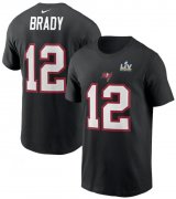 Wholesale Cheap Men's Tampa Bay Buccaneers Tom Brady Nike Black Super Bowl LV Champions Name & Number T-Shirt