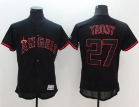 Wholesale Cheap Angels of Anaheim #27 Mike Trout Black Fashion Flexbase Authentic Collection Stitched MLB Jersey
