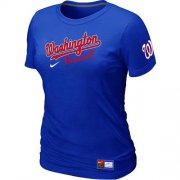 Wholesale Cheap Women's MLB Washington Nationals Blue Nike Short Sleeve Practice T-Shirt