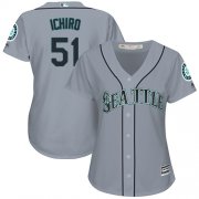 Wholesale Cheap Mariners #51 Ichiro Suzuki Grey Road Women's Stitched MLB Jersey