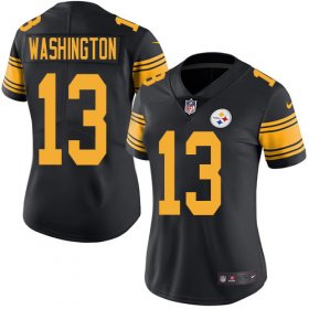 Wholesale Cheap Nike Steelers #13 James Washington Black Women\'s Stitched NFL Limited Rush Jersey
