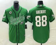 Wholesale Cheap Men's Philadelphia Eagles #88 Dallas Goedert Green C Patch Cool Base Stitched Baseball Jersey